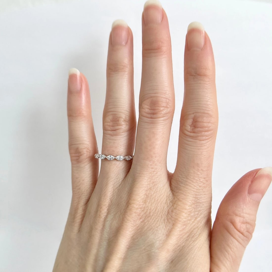 9-Stone Marquise Diamond Wedding Band Anniversary Ring 14K White Gold, .70 CTW - 2