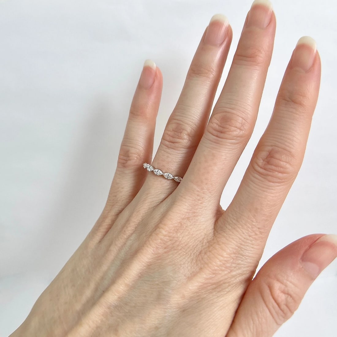 9-Stone Marquise Diamond Wedding Band Anniversary Ring 14K White Gold, .70 CTW - 4