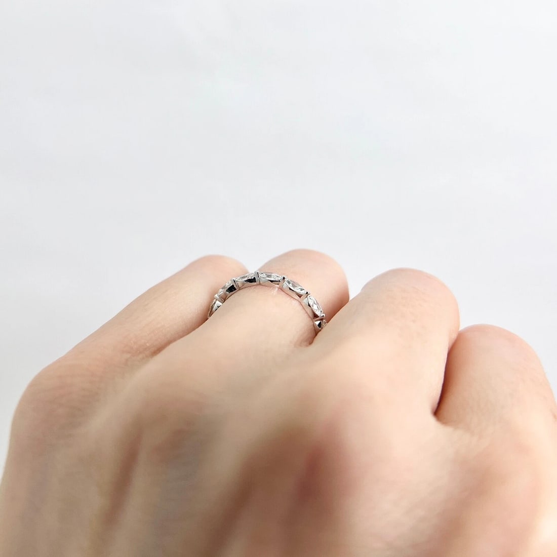 9-Stone Marquise Diamond Wedding Band Anniversary Ring 14K White Gold, .70 CTW - 5