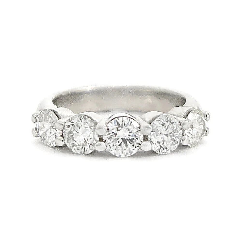 5-Stone Round Diamond Wedding Band Anniversary Ring 14K White Gold, 1.65 CTW: 5-Stone Round Diamond Wedding Band Anniversary Ring 14K White Gold, 1.65 CTW This is a lovely ring that can be worn as a wedding band, anniversary ring or statement ring. Don't hesitate to ask any que