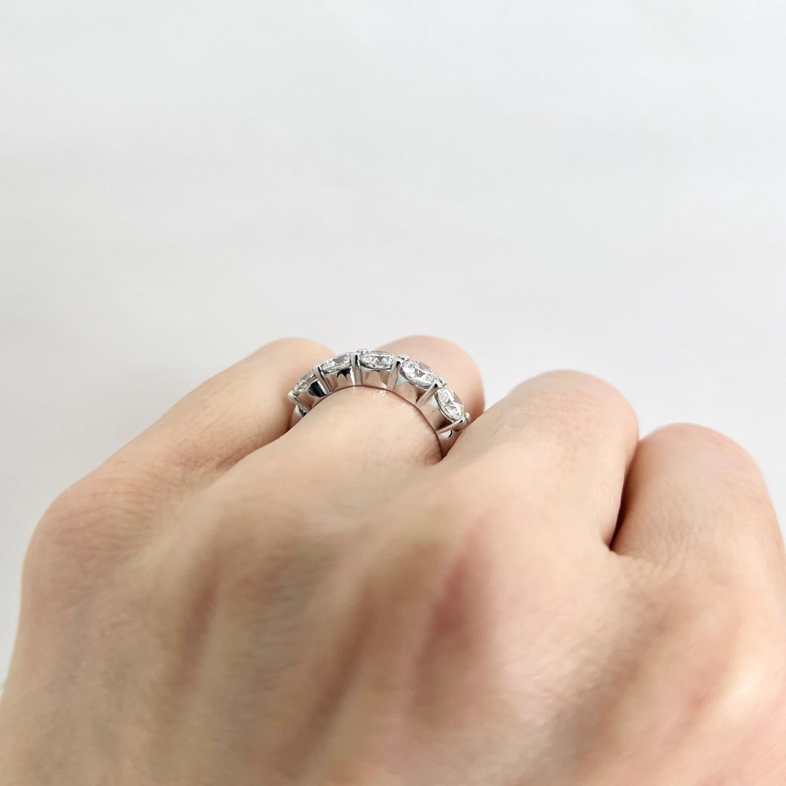 5-Stone Round Diamond Wedding Band Anniversary Ring 14K White Gold, 1.65 CTW - 5