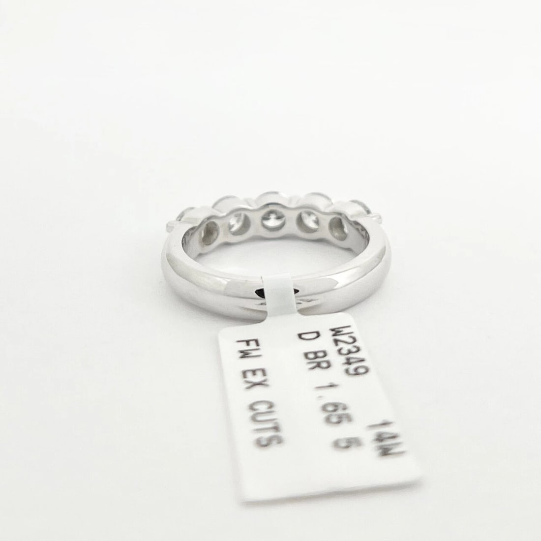 5-Stone Round Diamond Wedding Band Anniversary Ring 14K White Gold, 1.65 CTW - 7