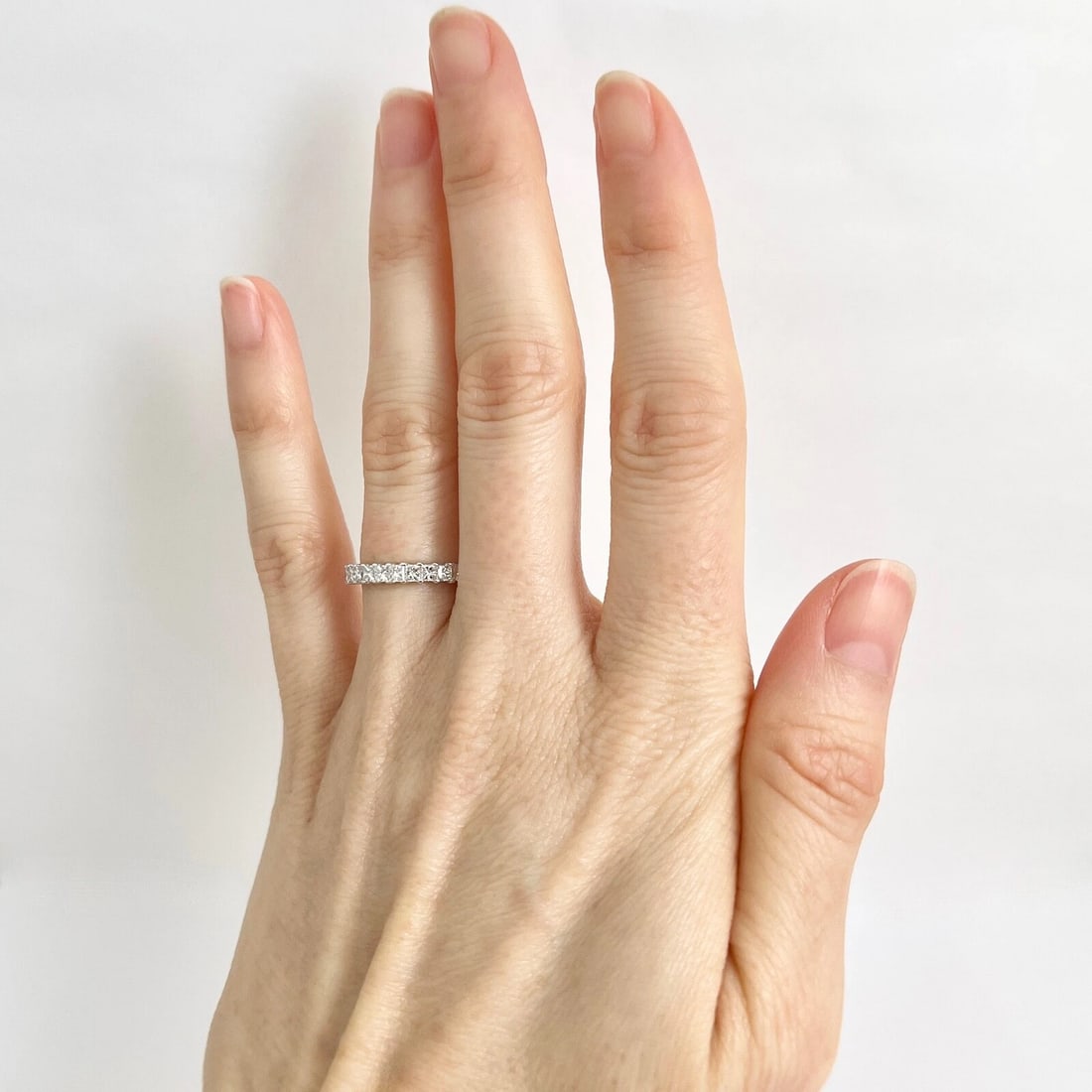 11-Stone Princess Cut Diamond Wedding Band Ring 14K White Gold .62 CTW - 3