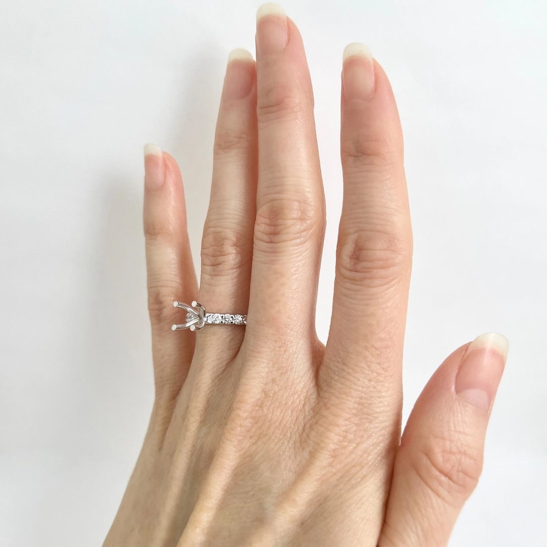 4-Prong Diamond Band Engagement Ring Setting Mounting 14K White Gold .60 CTW - 5