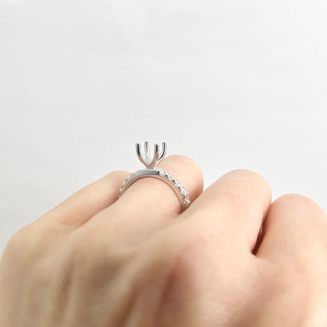 4-Prong Diamond Band Engagement Ring Setting Mounting 14K White Gold .60 CTW - 7