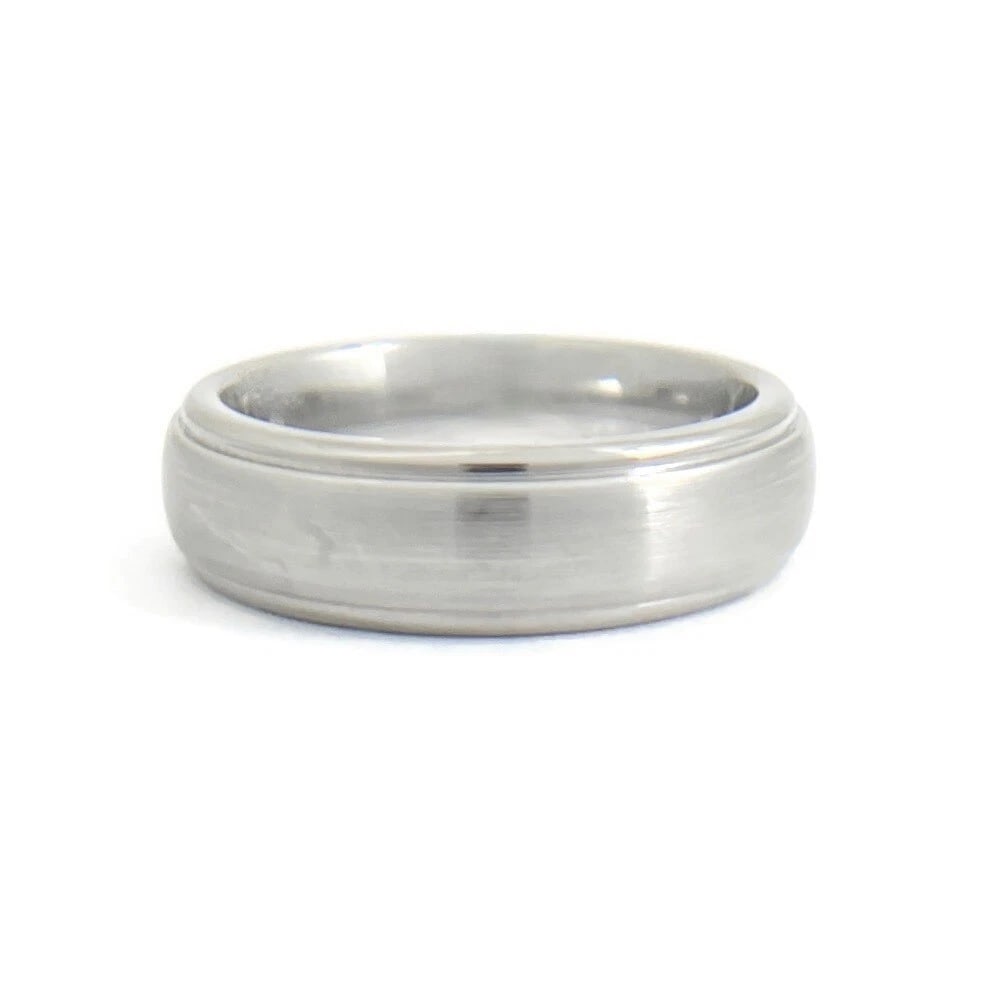 Men's Step Edge Wedding Band Ring Cobalt Chrome, Size 8, 6.1 mm (1 of 7)