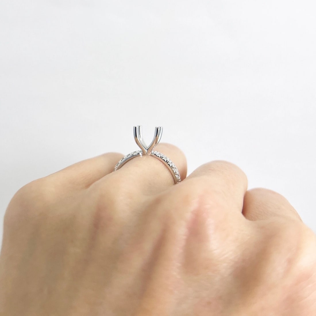 4-Prong Diamond Band Engagement Ring Setting Mounting 14K White Gold .66 CTW - 4