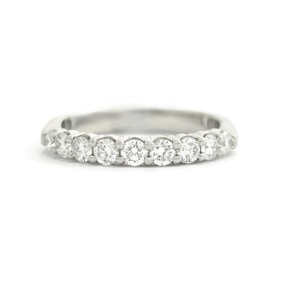 9-Stone Round Diamond Ring Wedding Band Platinum .52 CTW, Size 5 (1 of 10)