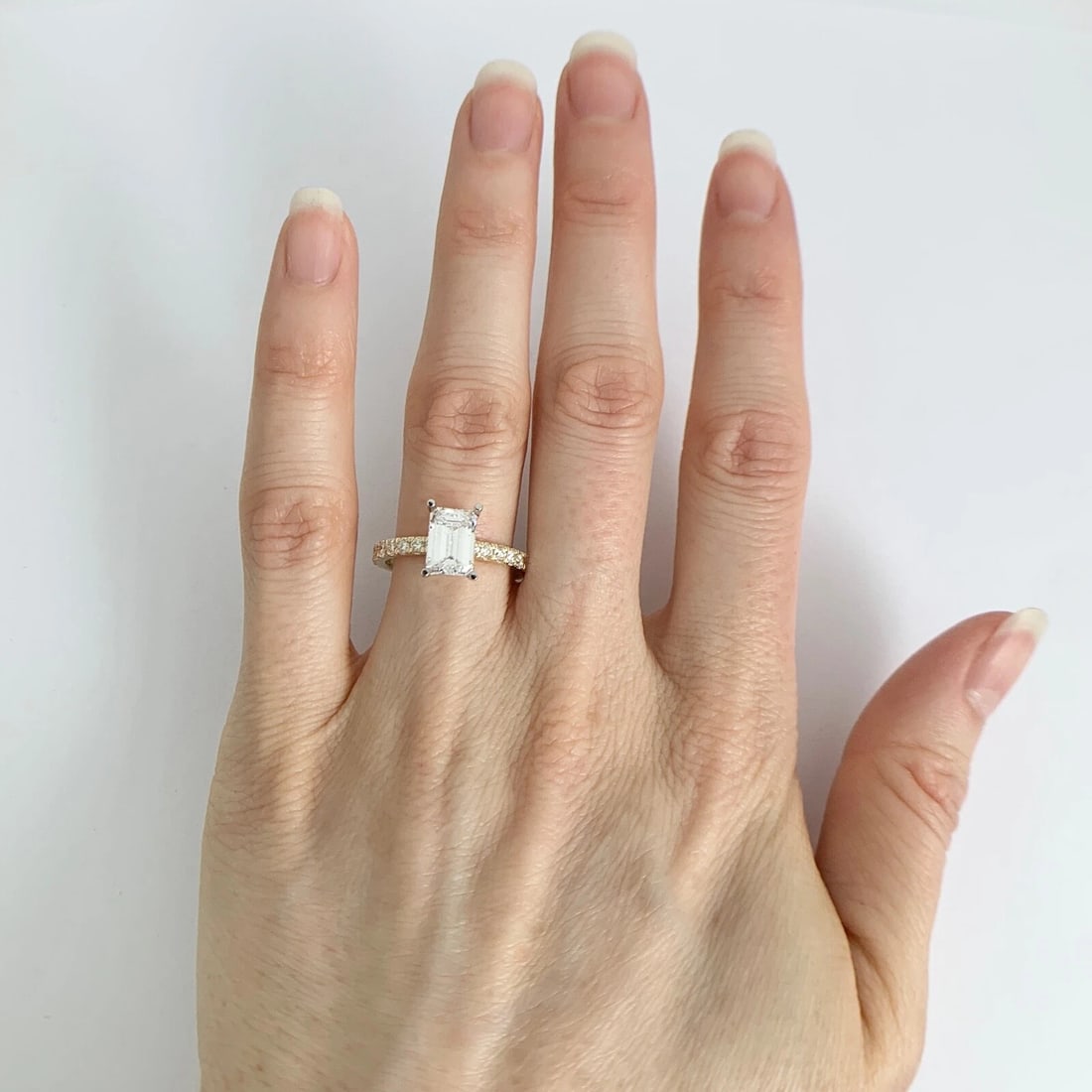 Emerald Cut Rectangle Diamond Engagement Ring Setting Mounting 14K Yellow Gold - 5