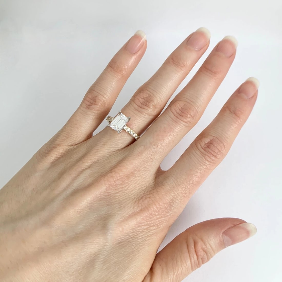 Emerald Cut Rectangle Diamond Engagement Ring Setting Mounting 14K Yellow Gold - 6