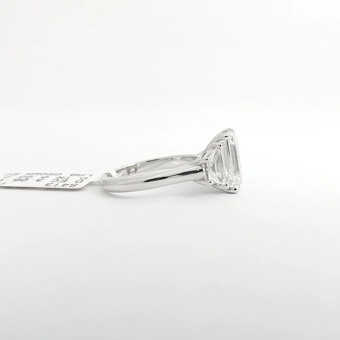 3-Stone Emerald Cut Lab-Created Diamond Engagement Ring 14K White Gold, 3.96 CTW - 7