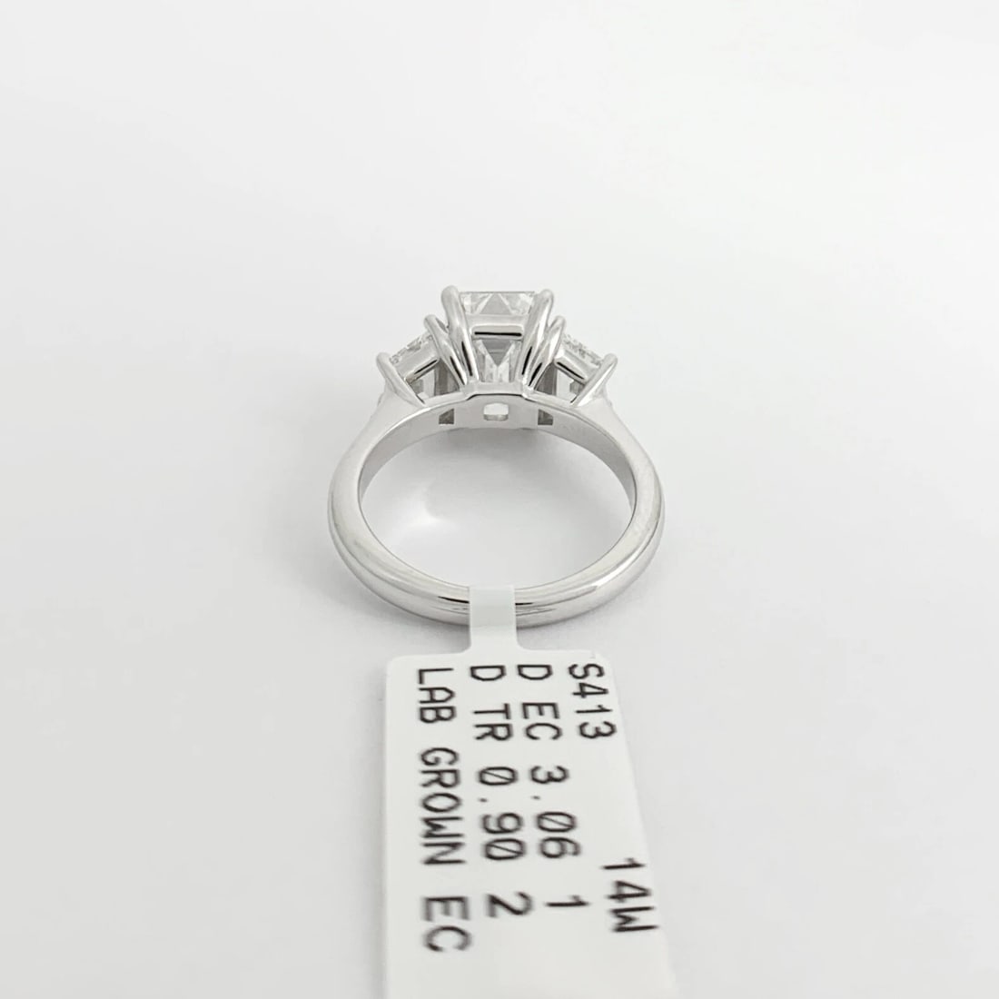 3-Stone Emerald Cut Lab-Created Diamond Engagement Ring 14K White Gold, 3.96 CTW - 8