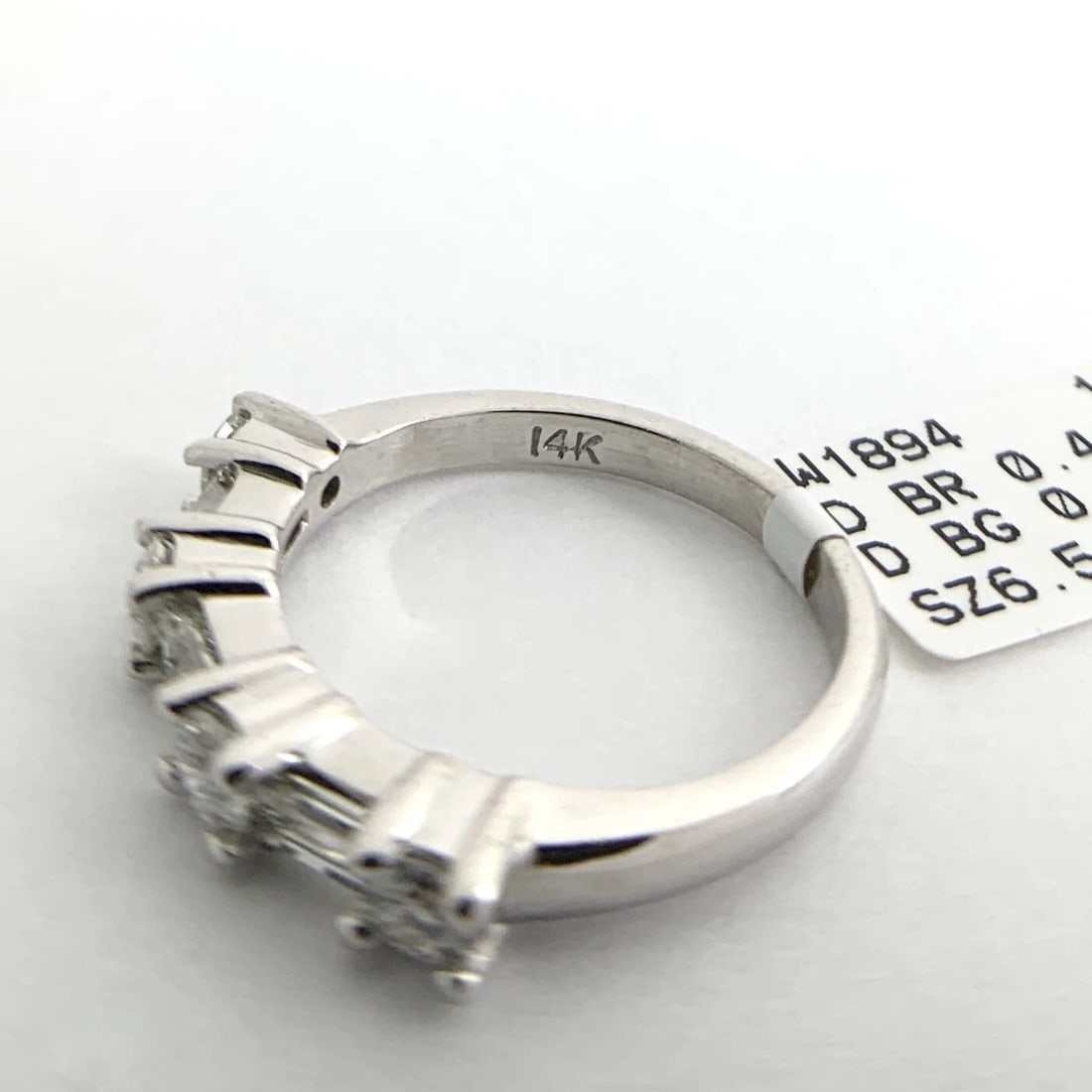 Baguette Round Diamond Wedding Band Ring 14K White Gold, 1.04 CTW - 8