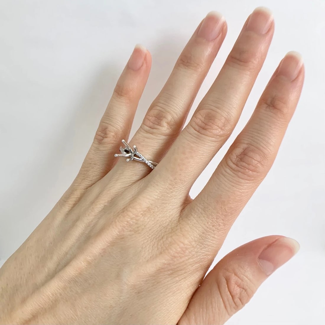 Infinity Crisscross Diamond Engagement Ring Setting Mounting 14K White Gold - 3