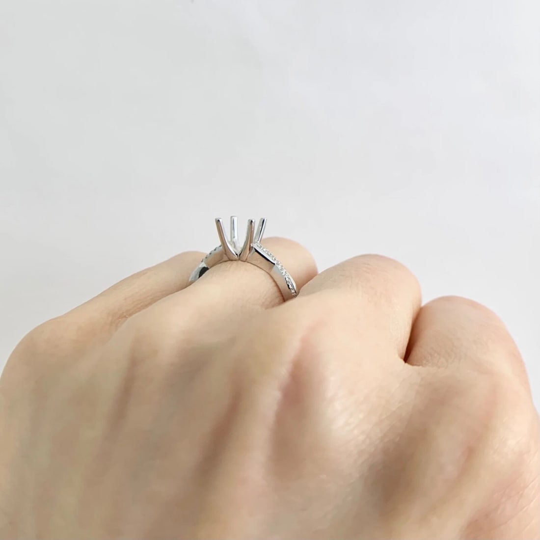 Infinity Crisscross Diamond Engagement Ring Setting Mounting 14K White Gold - 4