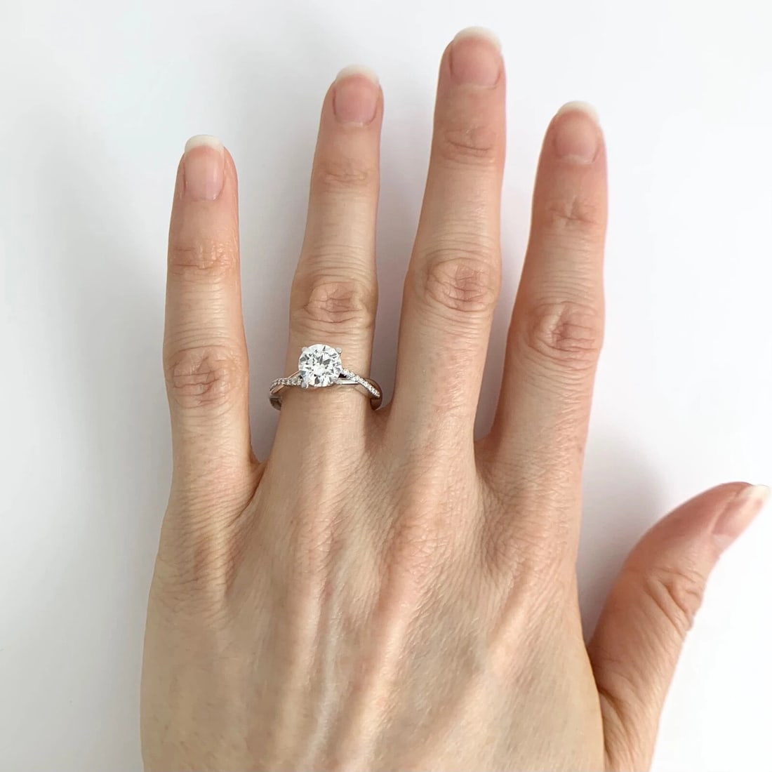 Infinity Crisscross Diamond Engagement Ring Setting Mounting 14K White Gold - 5