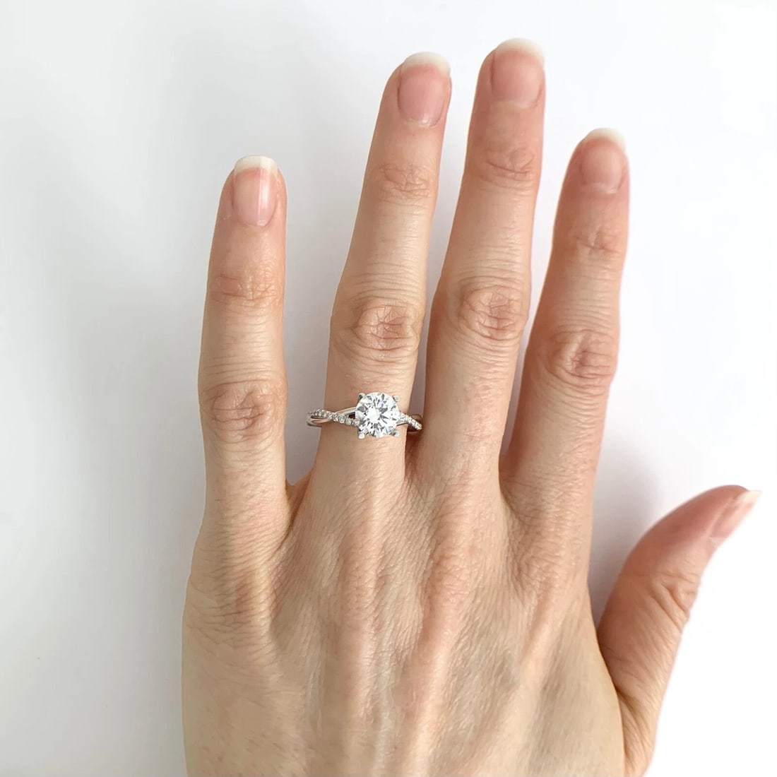 Infinity Crisscross Diamond Engagement Ring Setting Mounting 14K White Gold - 7