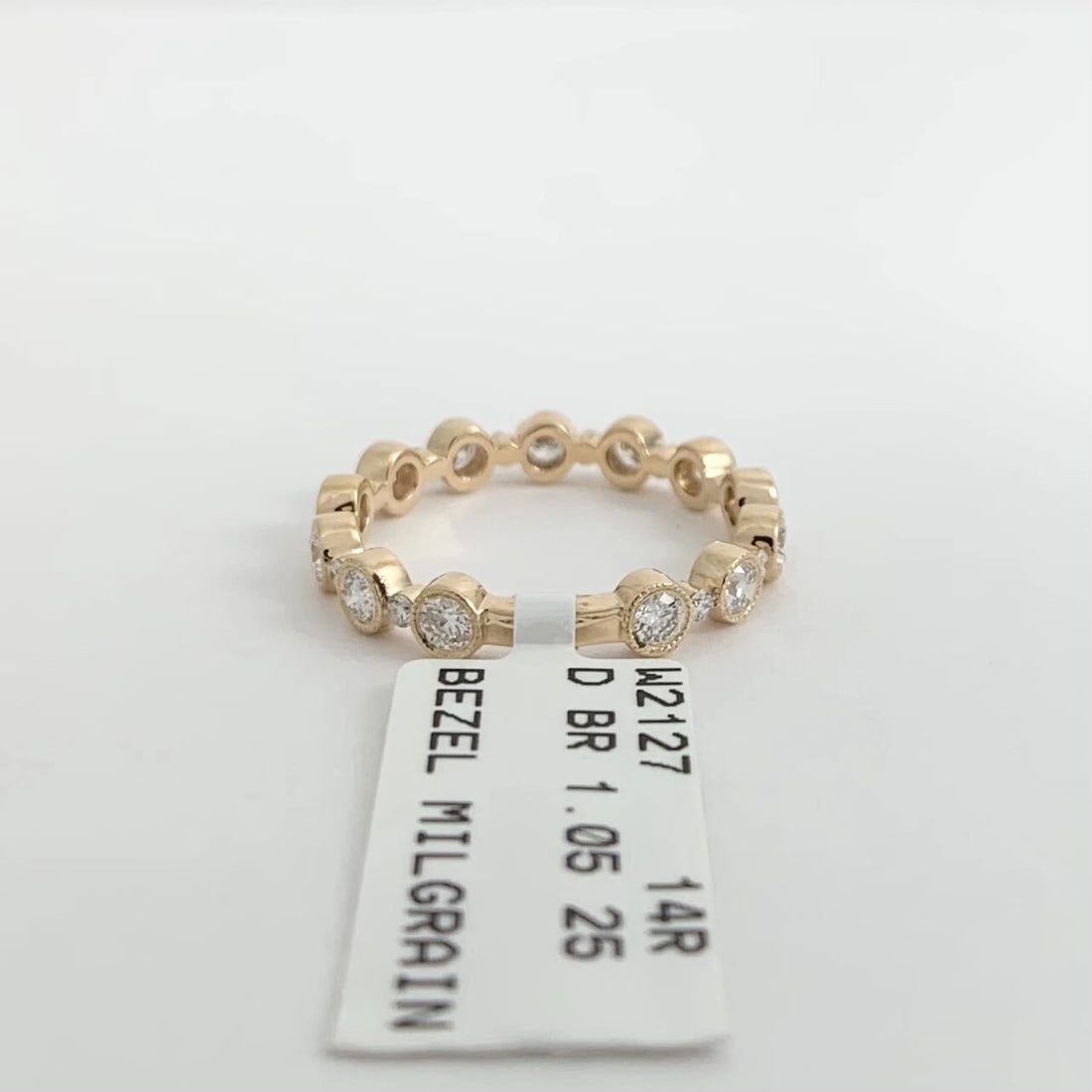 Round Bead Set Bezel Diamond Wedding Band Ring 18K Rose Gold, 1.05 CTW - 7