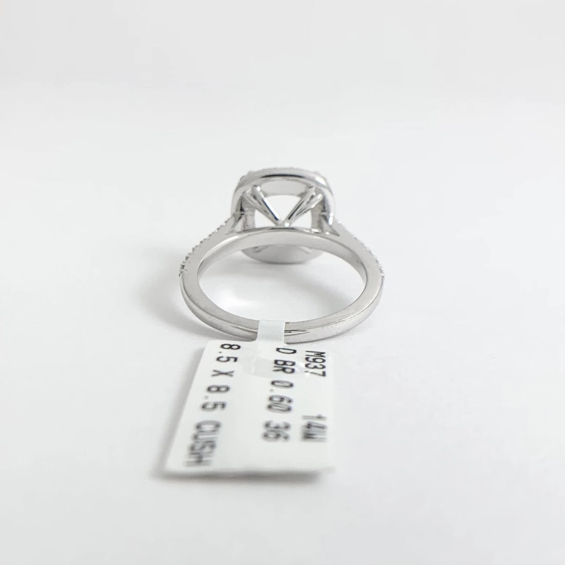 Large Cushion Halo Diamond Engagement Ring Setting Mounting 14K White Gold - 10