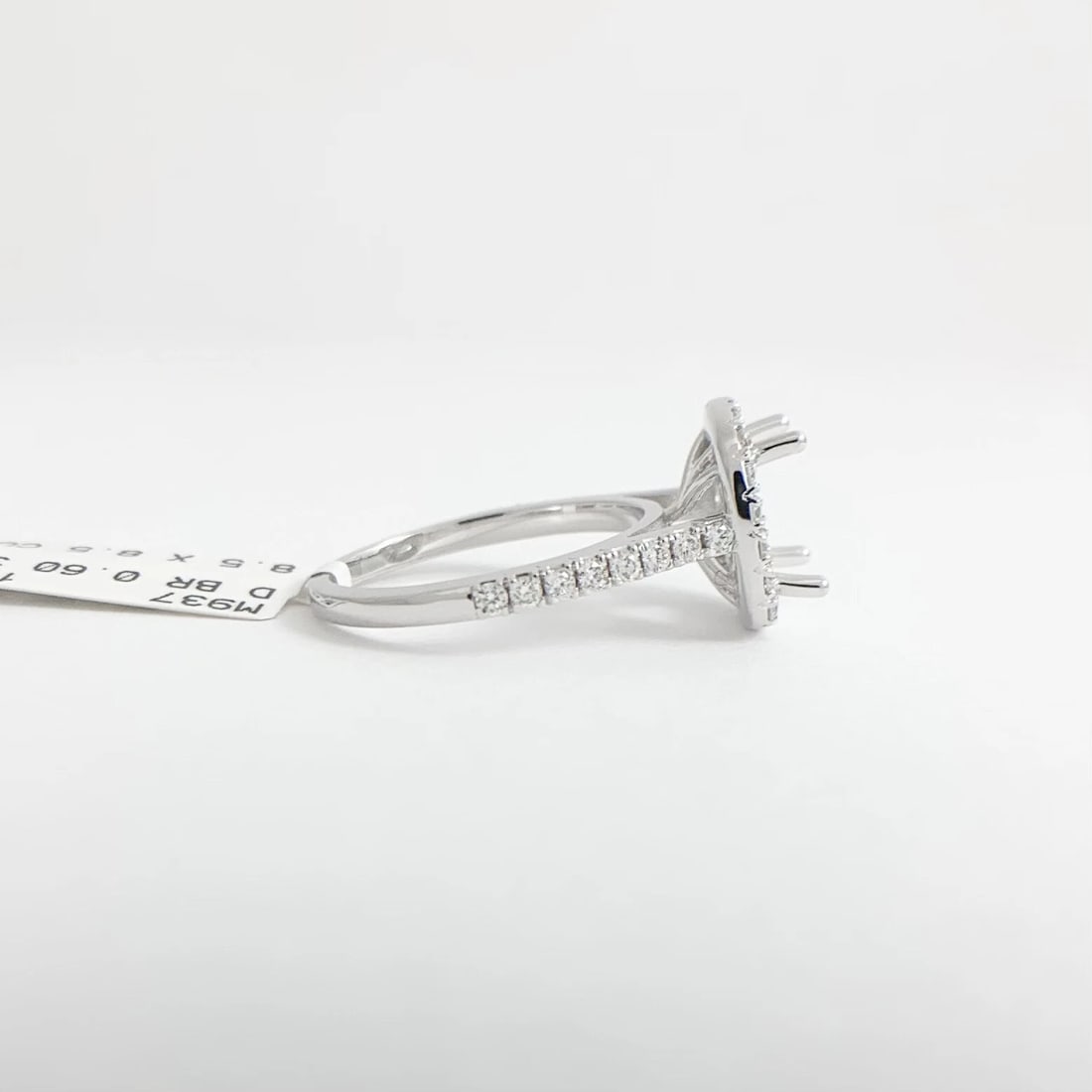 Large Cushion Halo Diamond Engagement Ring Setting Mounting 14K White Gold - 9