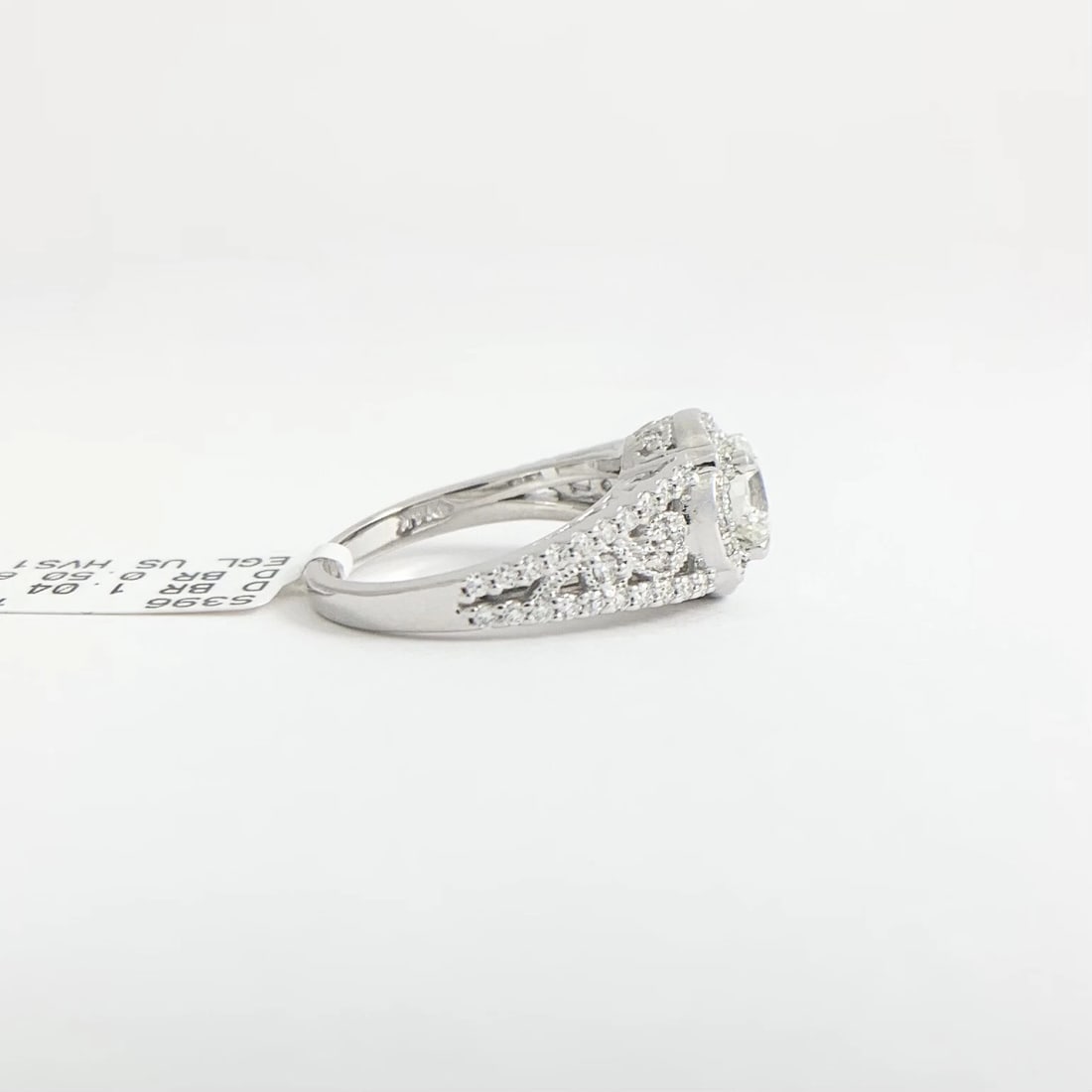 EGL Round Scalloped Halo Filigree Diamond Engagement Ring 14K White Gold 1.54 TW - 10