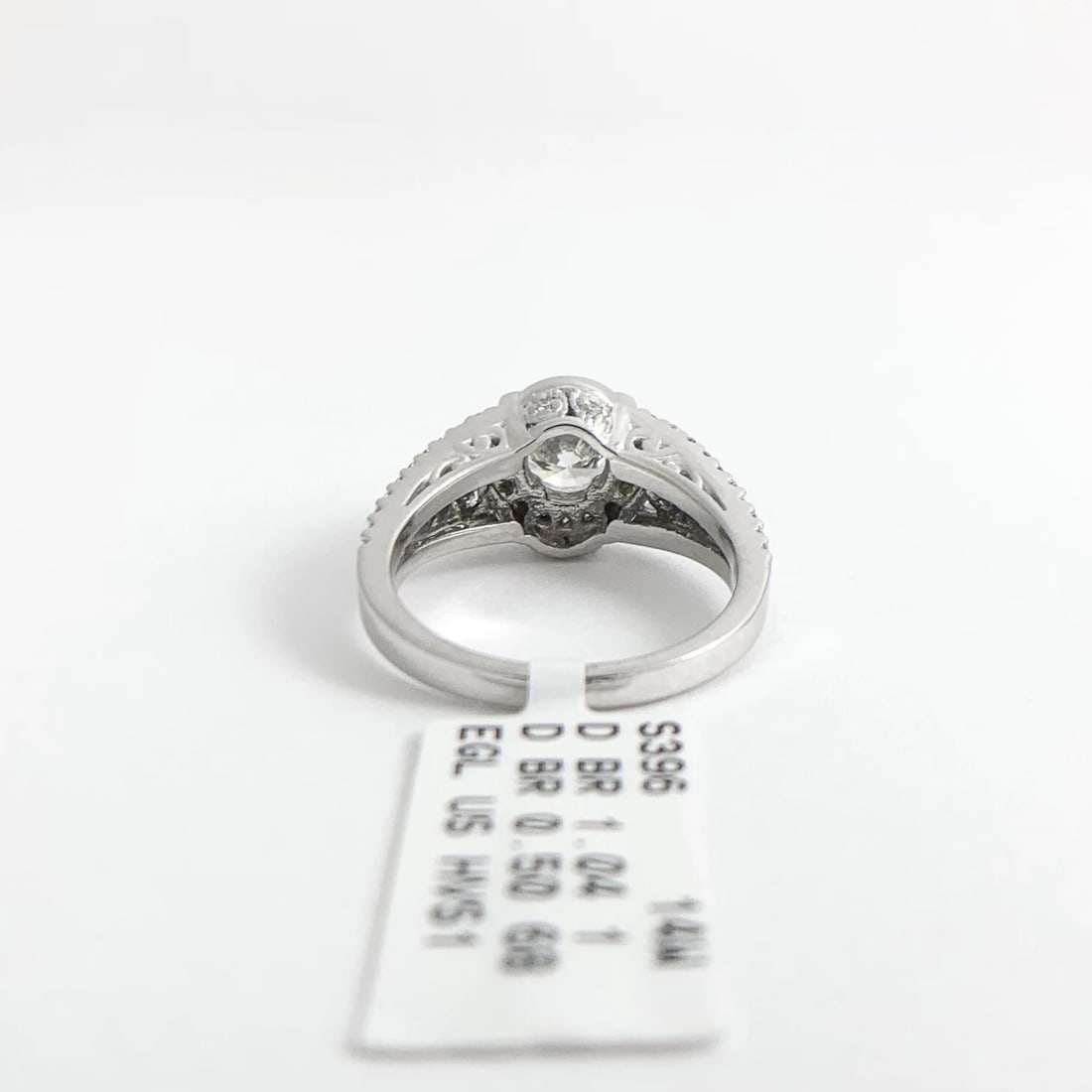 EGL Round Scalloped Halo Filigree Diamond Engagement Ring 14K White Gold 1.54 TW - 11