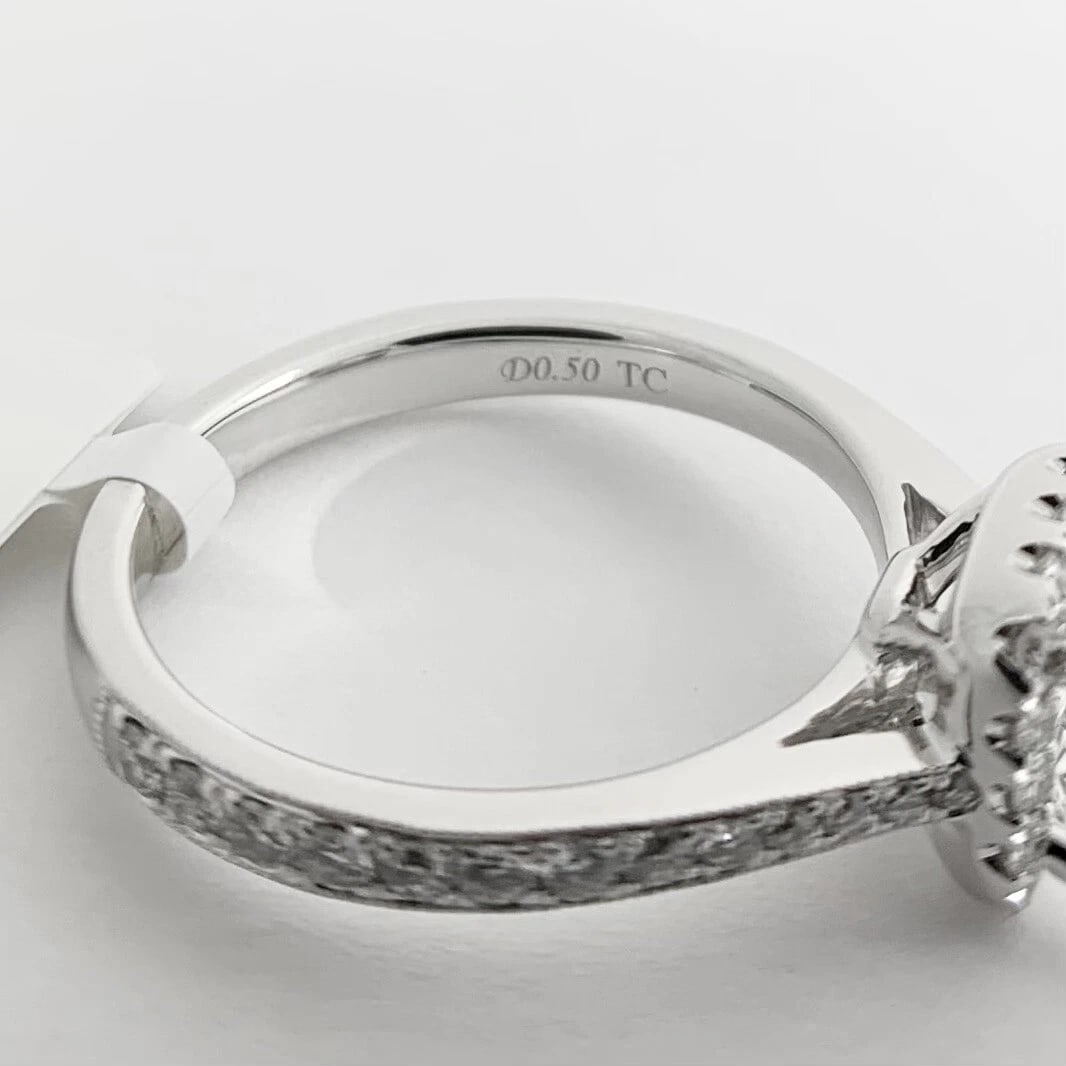 Cushion Halo Diamond Engagement Ring Setting Mounting 18K White Gold .50 CTW - 11