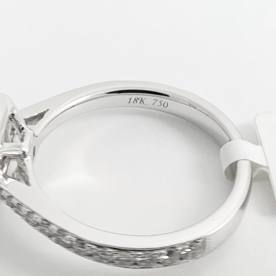 Cushion Halo Diamond Engagement Ring Setting Mounting 18K White Gold .50 CTW - 12