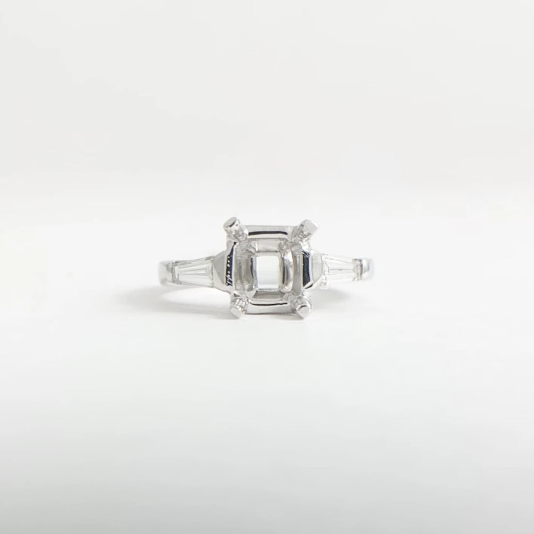 Tapered Baguette Diamond Engagement Ring Setting Mounting Platinum .30 CTW - 7