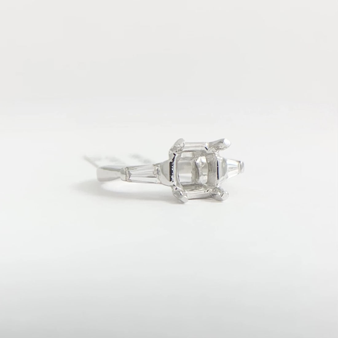 Tapered Baguette Diamond Engagement Ring Setting Mounting Platinum .30 CTW - 8