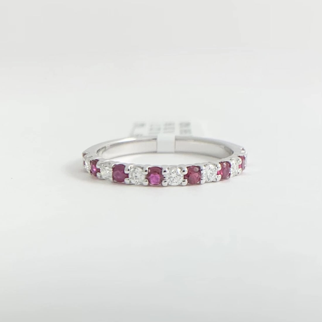 Ruby Diamond Ring Gemstone Wedding Band 14K White Gold, .49 CTW - 9