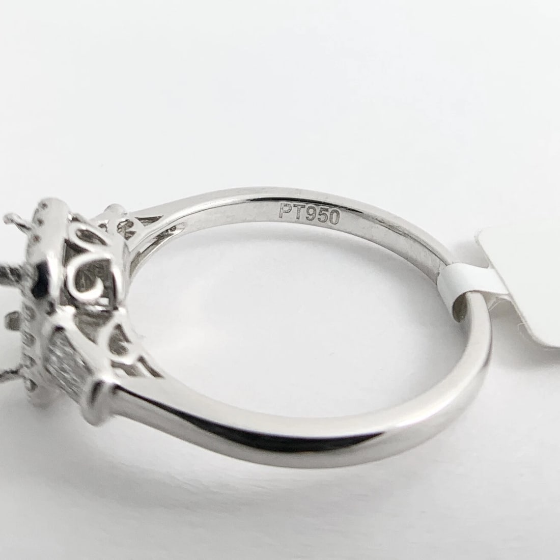 Tapered Baguette Diamond Halo Engagement Ring Setting Mounting Platinum .47 CTW - 10