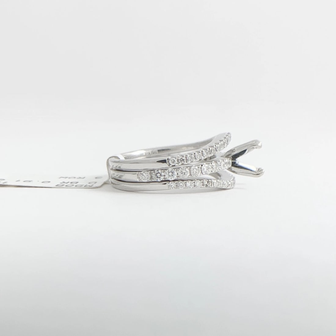 3-Row Split Shank Diamond Engagement Ring Setting Mounting 14K White Gold - 10