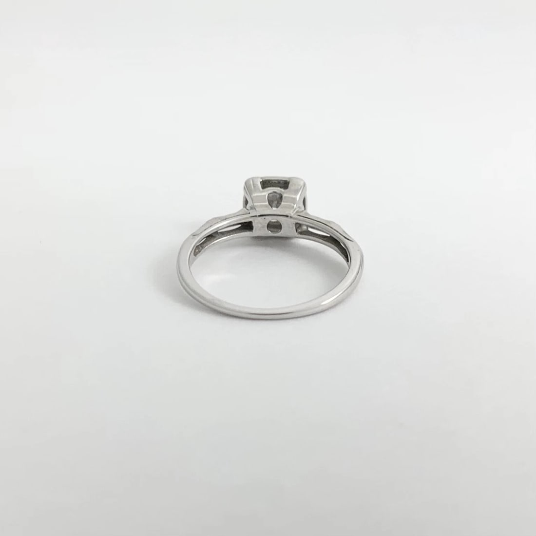 Solitaire Diamond Cushion Halo Engagement Ring 14K White Gold .60 CTW - 9