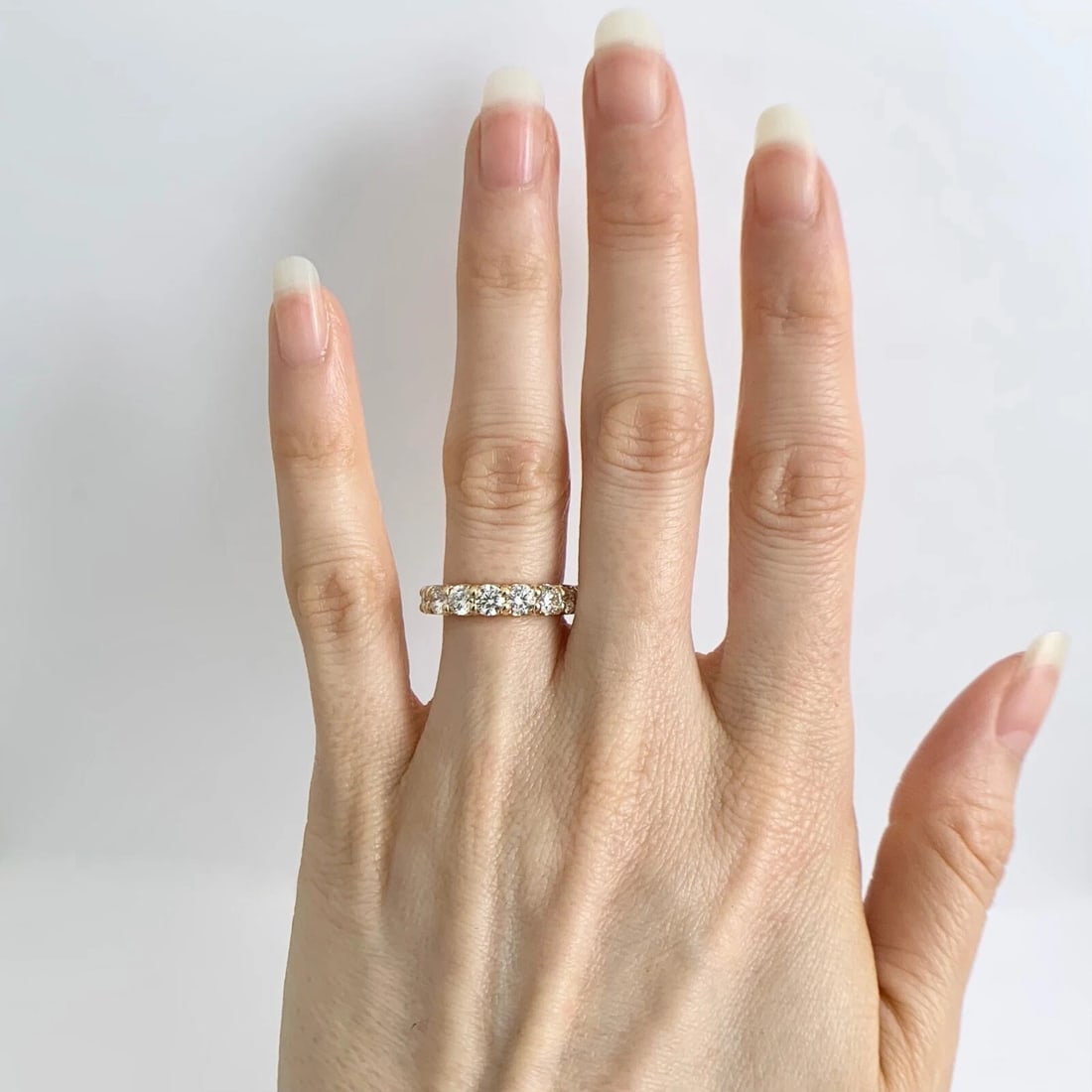 Round Diamond Eternity Ring Wedding Band 14K Yellow Gold, Size 5, 3.02 CTW - 2