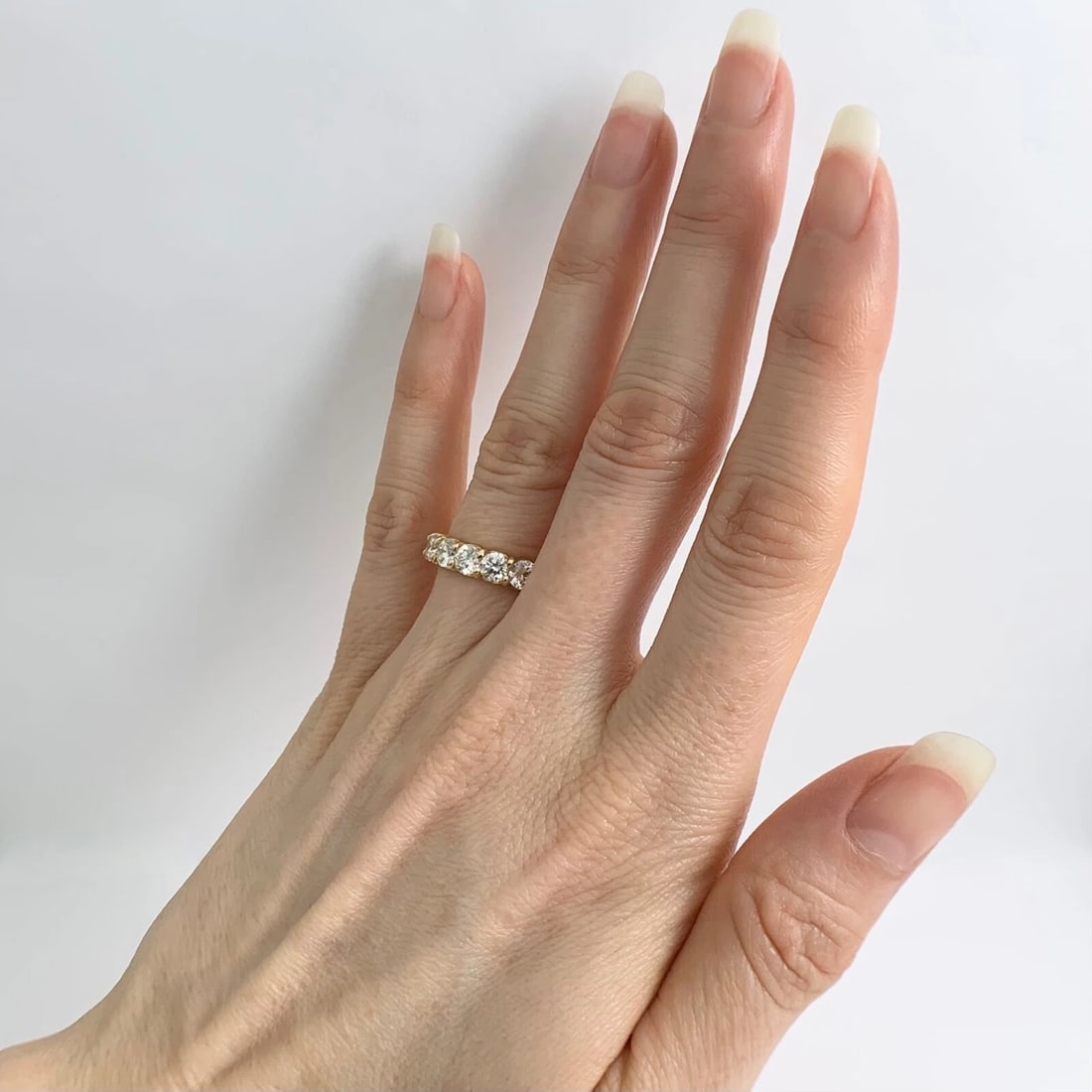 9-Stone Round Diamond Wedding Band Ring 14K Yellow Gold 1.98 CTW, 4.2 mm - 4