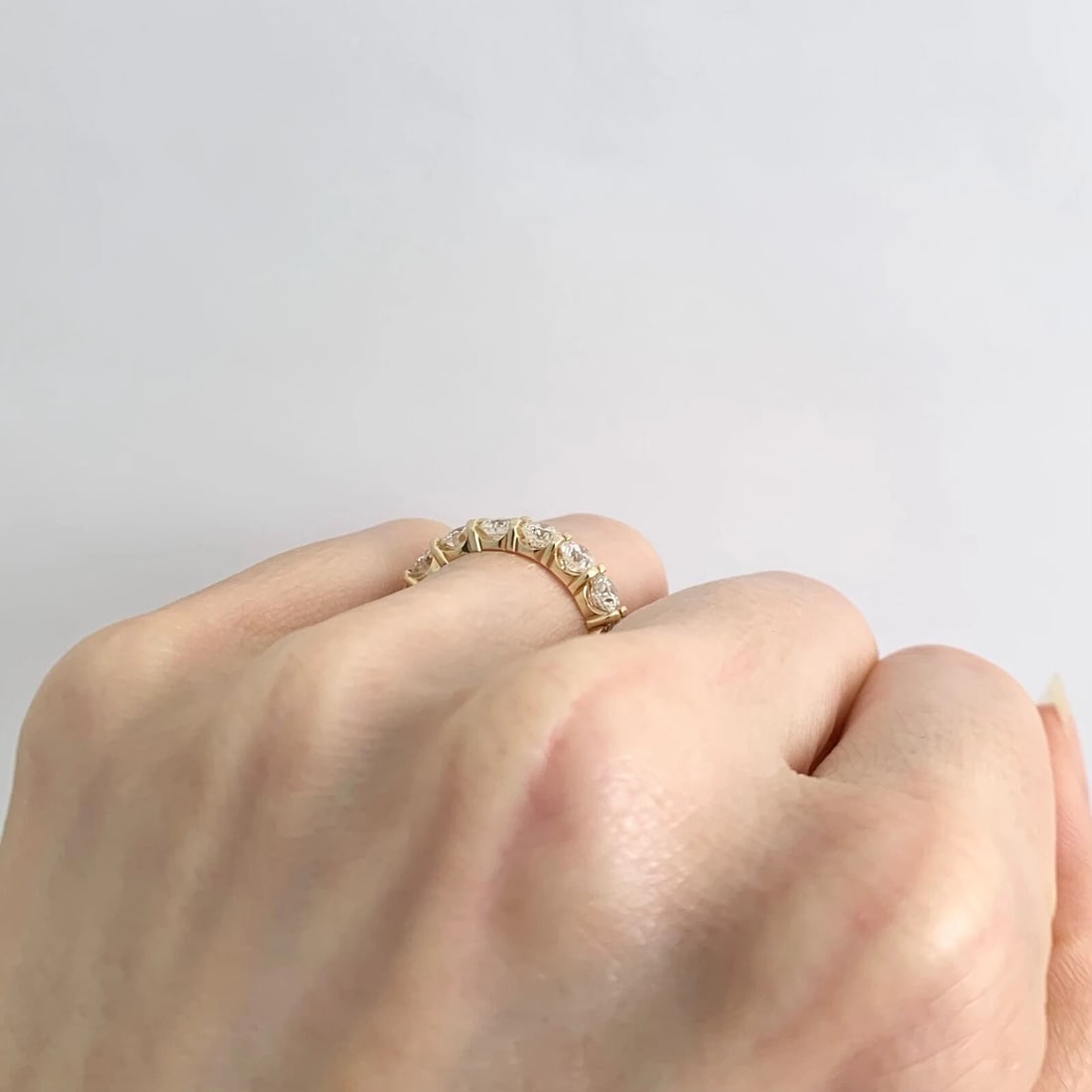 9-Stone Round Diamond Wedding Band Ring 14K Yellow Gold 1.98 CTW, 4.2 mm - 5