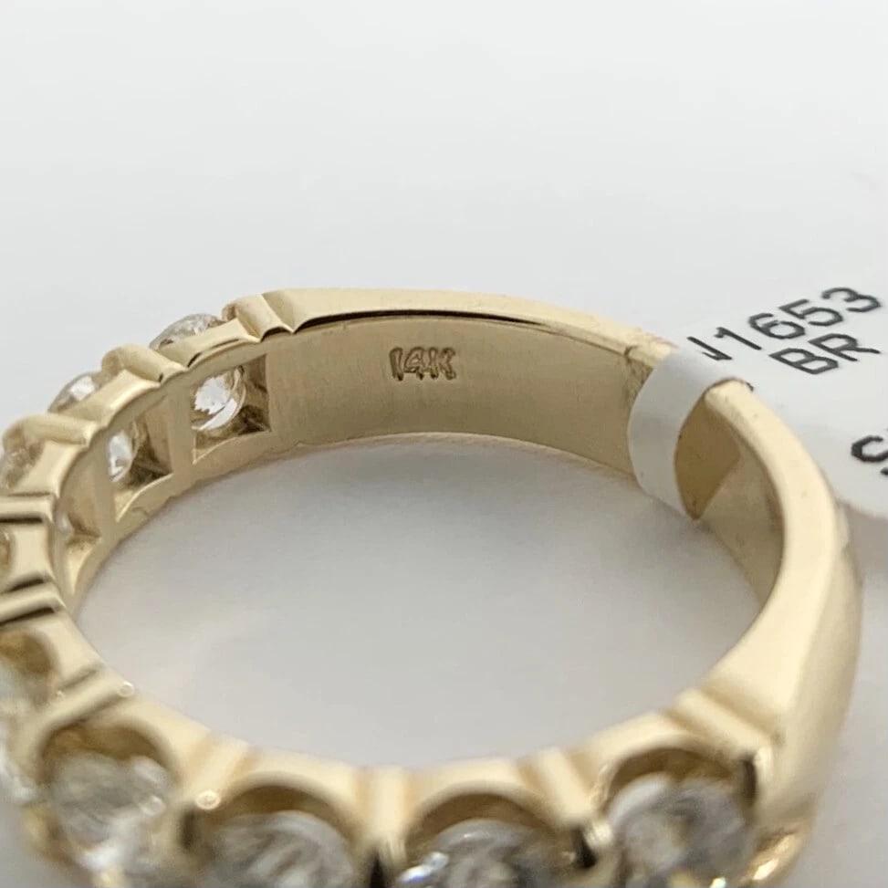 9-Stone Round Diamond Wedding Band Ring 14K Yellow Gold 1.98 CTW, 4.2 mm - 8