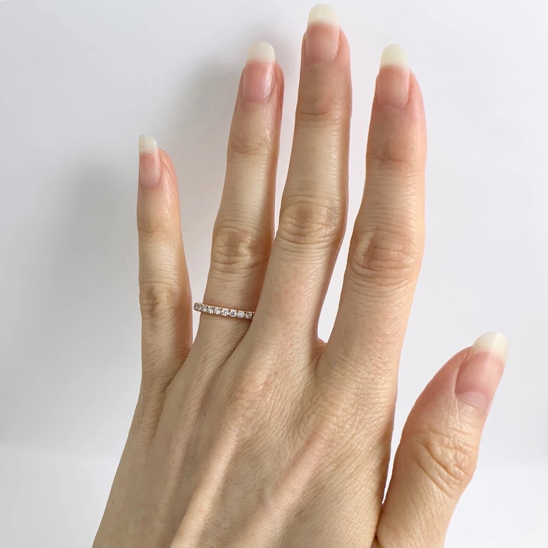 Round Diamond Eternity Ring Wedding Band 14K Pink Rose Gold Size 6.25, .71 CTW - 3