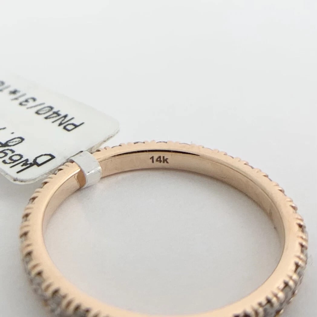 Round Diamond Eternity Ring Wedding Band 14K Pink Rose Gold Size 6.25, .71 CTW - 8