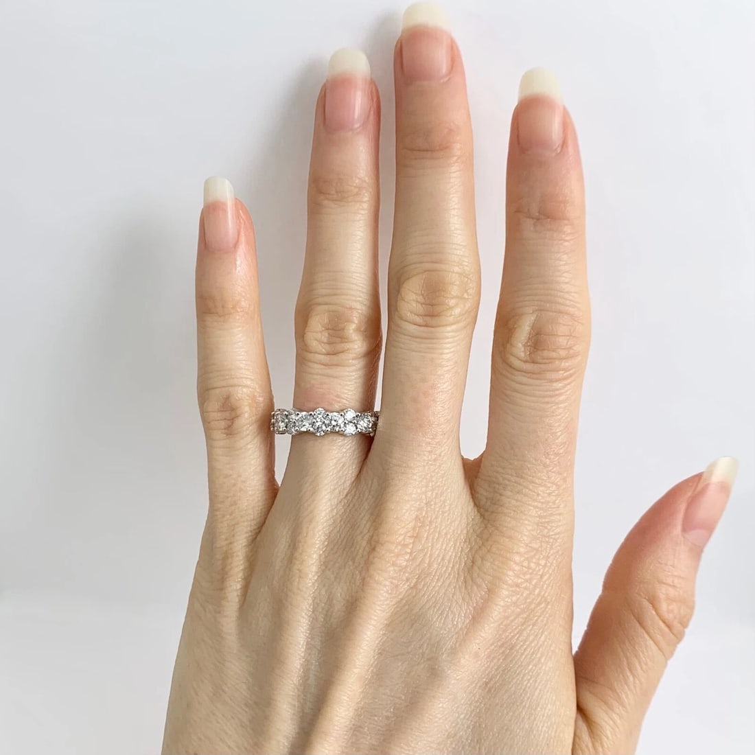 Round Diamond Eternity Ring Wedding Band 14K White Gold Size 6.75, 2.95 CTW - 2