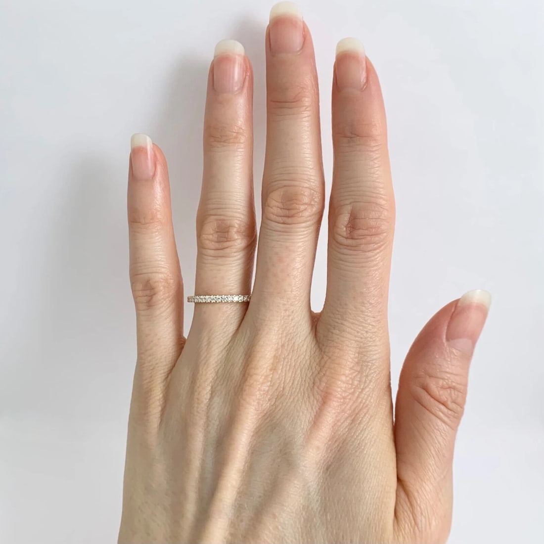 Thin Round Diamond Eternity Ring Wedding Band 14K Yellow Gold Size 6.25, .45 CTW - 3