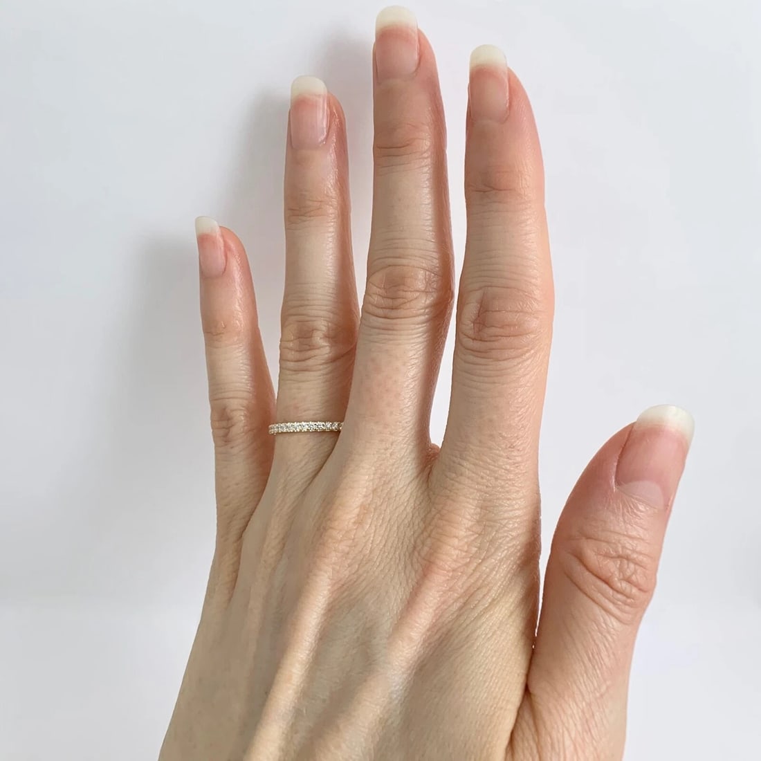 Thin Round Diamond Eternity Ring Wedding Band 14K Yellow Gold Size 6.25, .45 CTW - 4