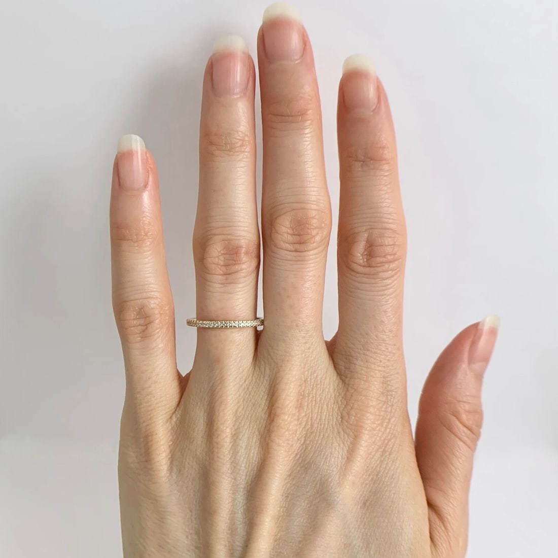 Thin Round Diamond Eternity Ring Wedding Band 14K Yellow Gold Size 6.75, .42 CTW - 2