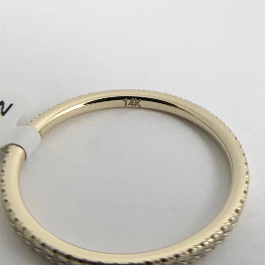 Thin Round Diamond Eternity Ring Wedding Band 14K Yellow Gold Size 6.75, .42 CTW - 9