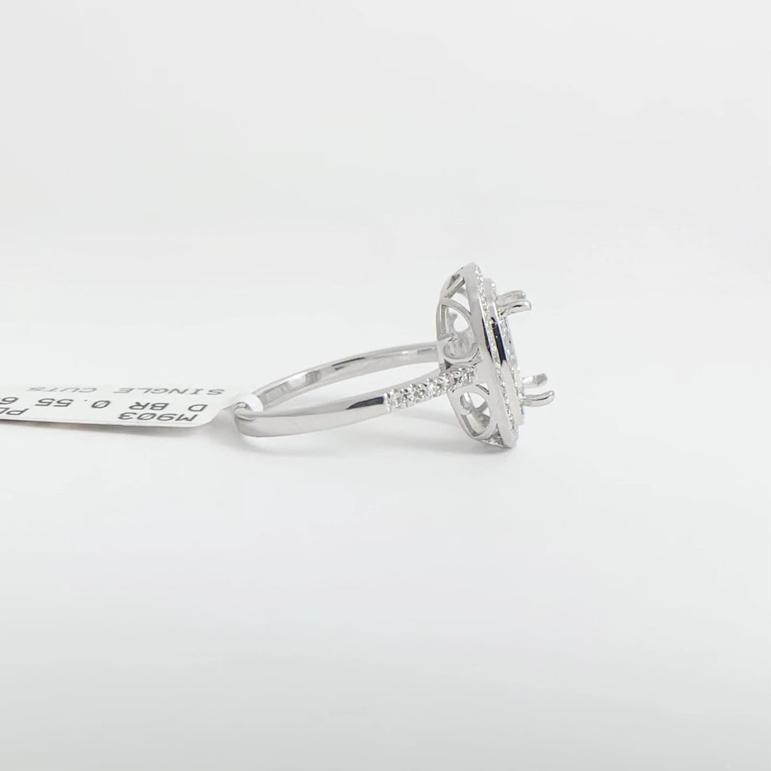 Double Cushion Halo Diamond Engagement Ring Setting Mounting Platinum .55 CTW - 10