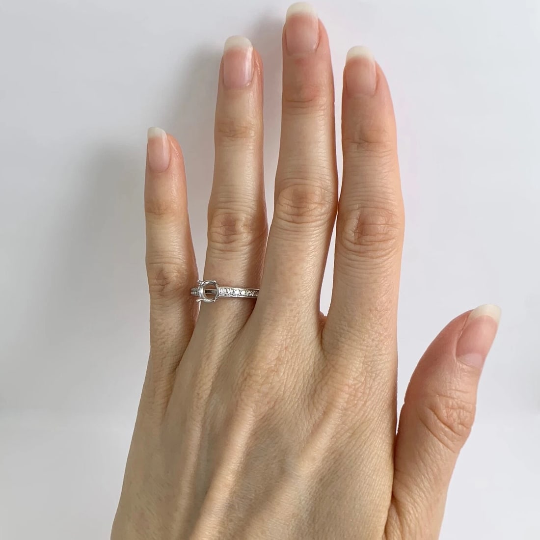 Round Diamond Engagement Ring Setting Mounting Platinum .30 CTW - 3