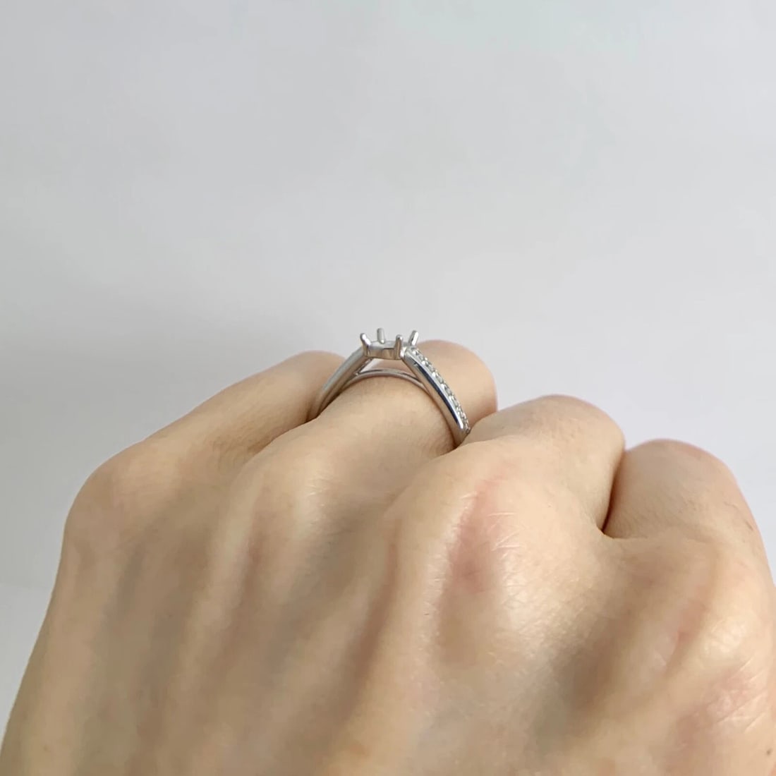 Round Diamond Engagement Ring Setting Mounting Platinum .30 CTW - 4