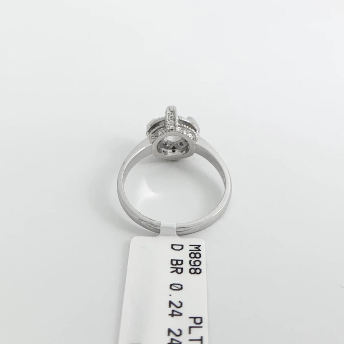 Round Pave Milgrain Diamond Engagement Ring Setting Mounting Platinum .24 CTW - 9