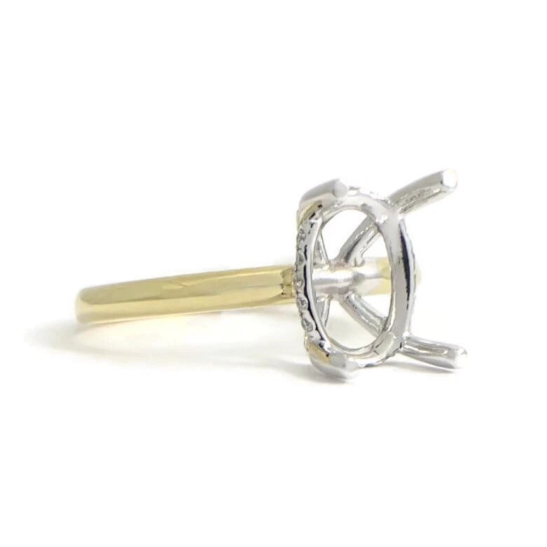 Oval Diamond Hidden Halo Engagement Ring Setting Mounting 18K Yellow Gold (1 of 11)